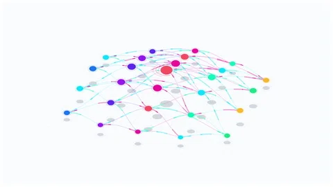 Abstract network data connection animation with colorful nodes and lines Video stock 347244818