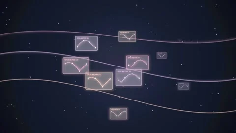 Abstract Network Data Flow with Graphs and Lines on Starry Night Background Stock Footage 348421334