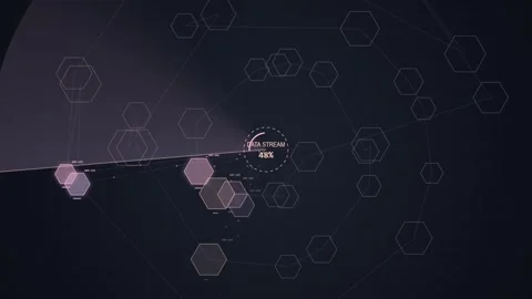 Abstract Network Data Stream Hexagons Futuristic Technology Connection Stock Footage 348416167