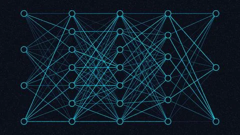 Abstract network diagram with interconnected nodes and lines on transparent.. Stock Illustration