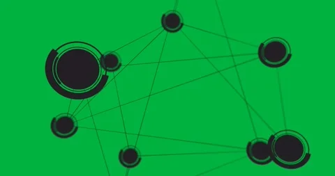 Abstract network forming web structure with flat schematic nodes connecting over Stock Footage 317668871