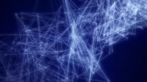 Abstract network of glowing blue connections and nodes forming a digital we.. Illustrazione stock