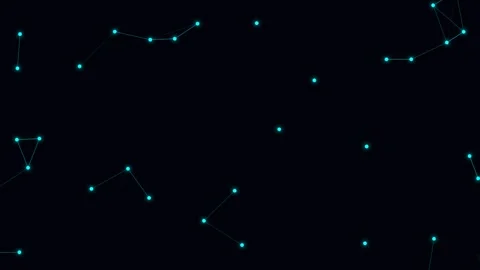 Abstract network of glowing blue dots interconnected by thin light lines Video stock 335117878