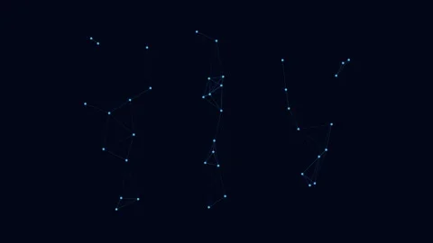 Abstract network of glowing blue dots connected by thin lines on black 库存影片 336262557