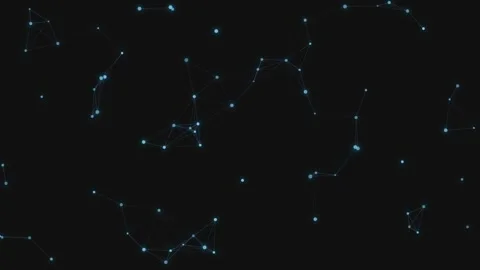 Abstract network of glowing blue dots and lines moves on dark background dy.. Stock Footage 341012594