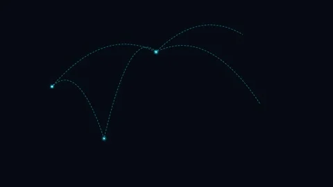 Abstract network of glowing blue light nodes connected by curved lines Stock Footage 338310358