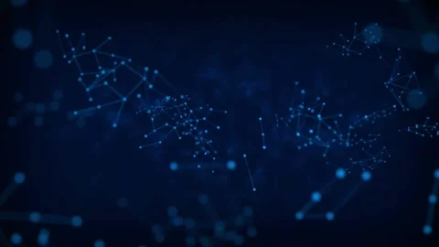 Abstract Network: Glowing Blue Nodes and Connections in Dark Space Stock Footage 297014851