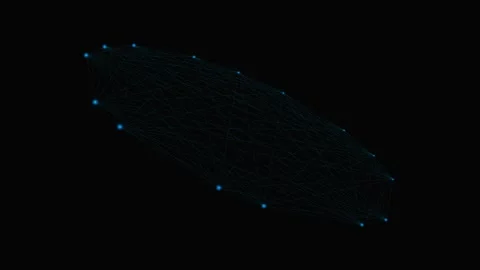 Abstract network of glowing blue nodes connected by thin lines on black Stock Footage 339617320