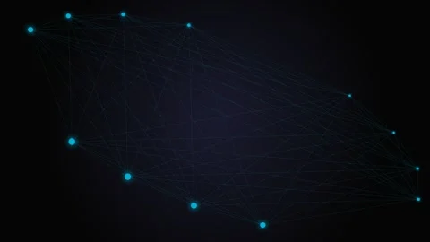 Abstract network of glowing blue nodes connected by thin lines on dark back.. Stock Footage 339618251