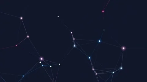 Abstract network of glowing dots and lines on a dark background Video stock 329358417