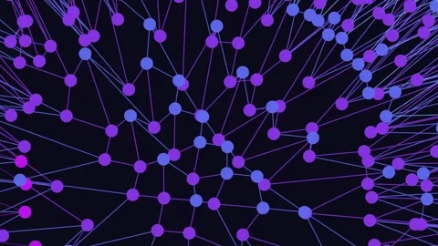 Abstract network of glowing dots and lines on a dark background Stock Footage 329358676