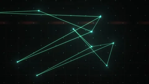 Abstract Network of Glowing Green Lines and Nodes in Dark Space. Stock Footage 334502700