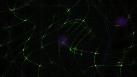 Abstract Network of Glowing Green Lines and Nodes on Black Background. Stock Footage 334502770