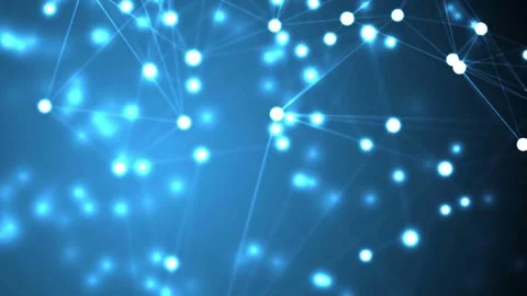 Abstract Network: Glowing Nodes and Connections in Blue Stock Footage 297016082