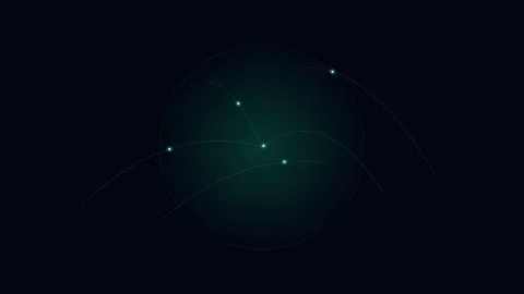Abstract network of glowing nodes connected by faint light beams in darkness Stock Footage 338312068
