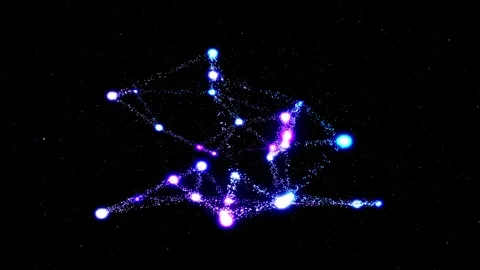 Abstract network glowing particles forming evolving structures with blue an.. Video stock 346812010