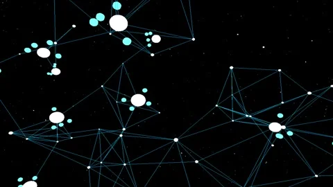 Abstract Network of Glowing Particles Pulsating in Dark Space with Cinemati.. Stock Footage 346972972