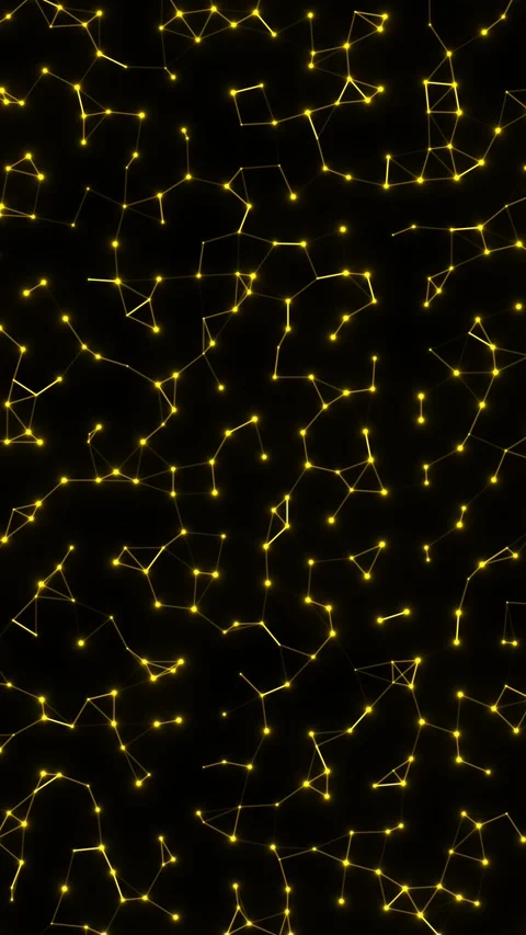 Abstract Network of Glowing Yellow Dots and Lines on a Dark Background. Stock Footage 339216575