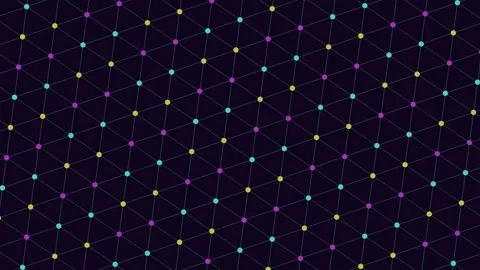 Abstract network grid with colorful nodes and connecting lines on dark Vídeos de archivo 333172469