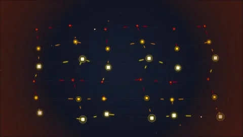 Abstract Network Grid with Glowing Nodes and Connections Stock Footage 348422571