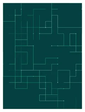 Abstract network grid lines and dots green background technology. Illustrazione stock