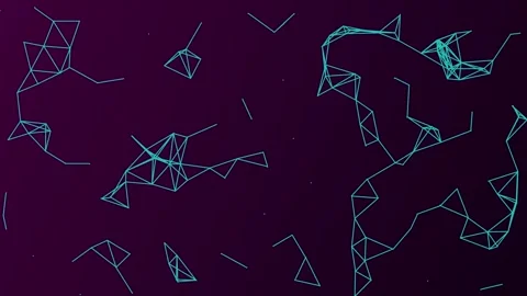 Abstract Network of Interconnected Lines and Dots on Dark Background Stock Footage 329952381