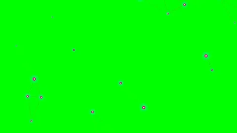 Abstract network of interconnected nodes on a vibrant chroma key green screen Stockbeeldmateriaal 341839543