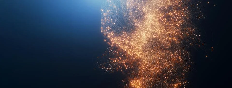 Abstract network of interconnected particles on a dark background イラスト素材