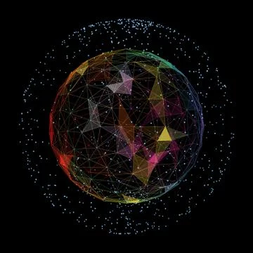 Abstract network isolated on black background. Illustrazione stock