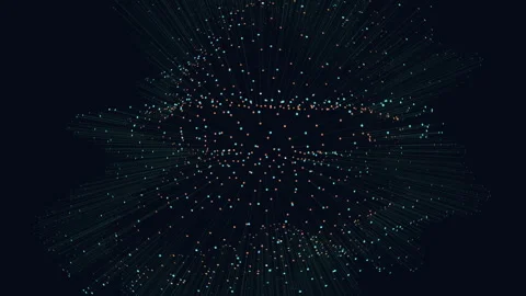 Abstract network of lines and dots in circular pattern with branching lines and Stock Footage 297599340