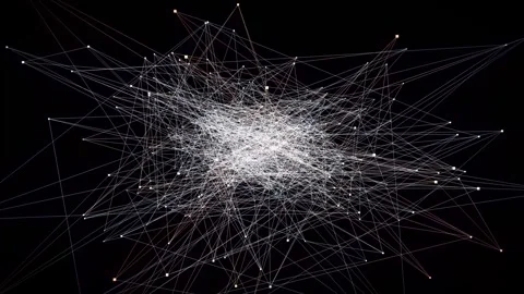 Abstract network of lines and dots on black background Stock Footage 340044256