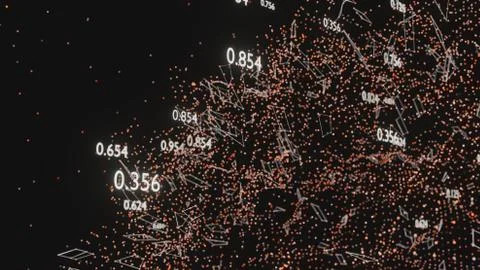 Abstract network of lines and random numbers 库存插图