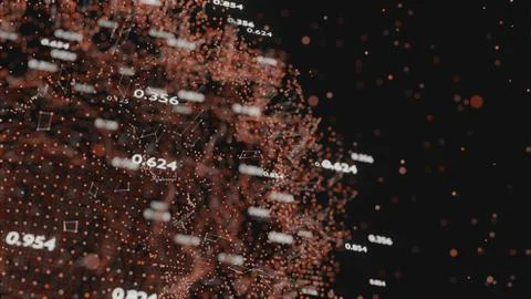 Abstract network of lines and random numbers 库存插图