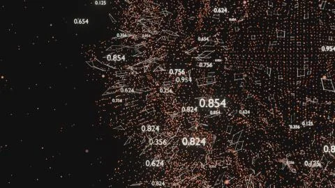 Abstract network of lines and random numbers 库存插图