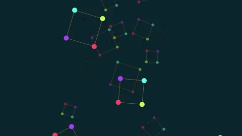 Abstract network nodes and connecting lines animation on dark background footage Stock Footage 330074801