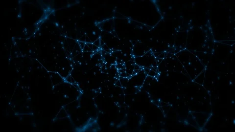 Abstract network nodes and digital binary data moving in loop seamlessly. Stock Footage 107470841