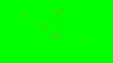 Abstract network of orange nodes connected by lines on a green background Stock Footage 340263306