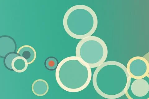 Abstract network of overlapping circles in teal and beige, creating a moder.. Illustrazione stock