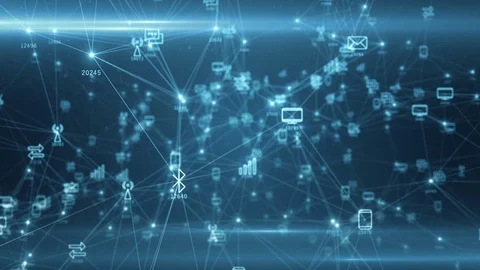 Abstract network of physical devices on the Internet using a network connection Stock Footage 102867323