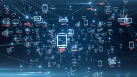 Abstract network of physical devices on the Internet using a network connecti Foto stock