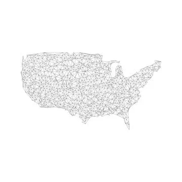 Abstract network polygonal line map of United States. Stock vector illustration Stock Illustration