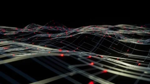 Abstract network with red led lights in a futuristic background focused on data Stock Footage 343664333