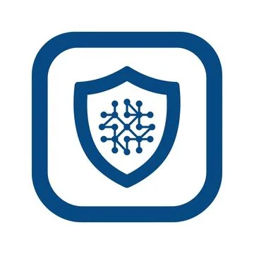 Abstract network in shield icon, data privacy and secure connections concept. Illustrazione stock