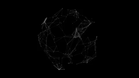 Abstract Network Sphere with Geometric Graphic Patterns in Black Background Stock Footage 341778609