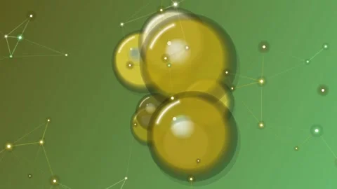 Abstract Network of Spheres and Connections on Green Gradient Background Stockbeeldmateriaal 331769491