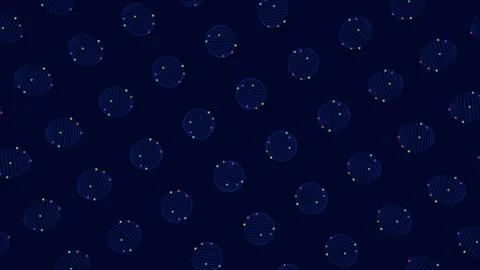 Abstract network spheres with glowing nodes on dark blue technology background Stockbeeldmateriaal 333188571