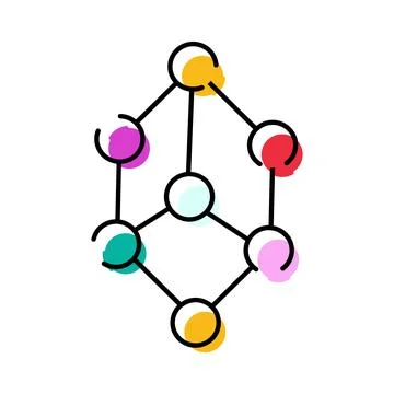 Abstract network structure connecting diverse nodes creating community Stock Illustration