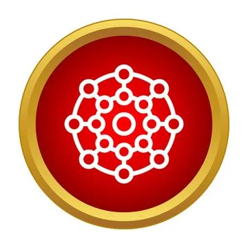 Abstract network structure connecting nodes within a red circle Illustrazione stock