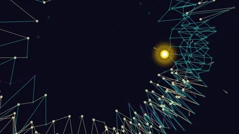 Abstract Network Structure with Glowing Dots and Lines on Dark Background Stock Footage 332494598