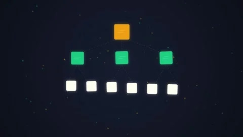 Abstract network structure with hierarchical connection layers, digital conce Stock Footage 348423407